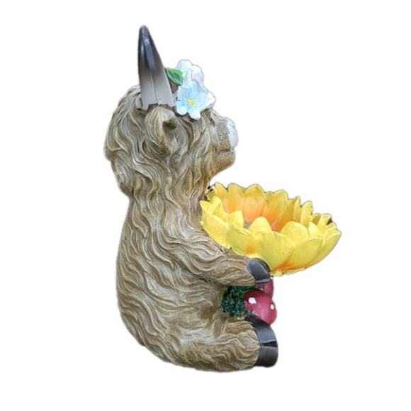 Hobby Lobby Large 11" Highland Cow Spring Summer Garden Sunflower Resin Figurine - Picture 6 of 7